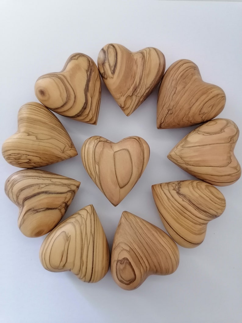 Circle Of Hand Carved Olive Wood Hearts From Bethlehem.