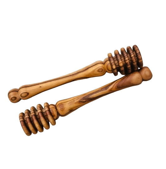 Two Olive Wood Honey Dippers From Bethlehem.